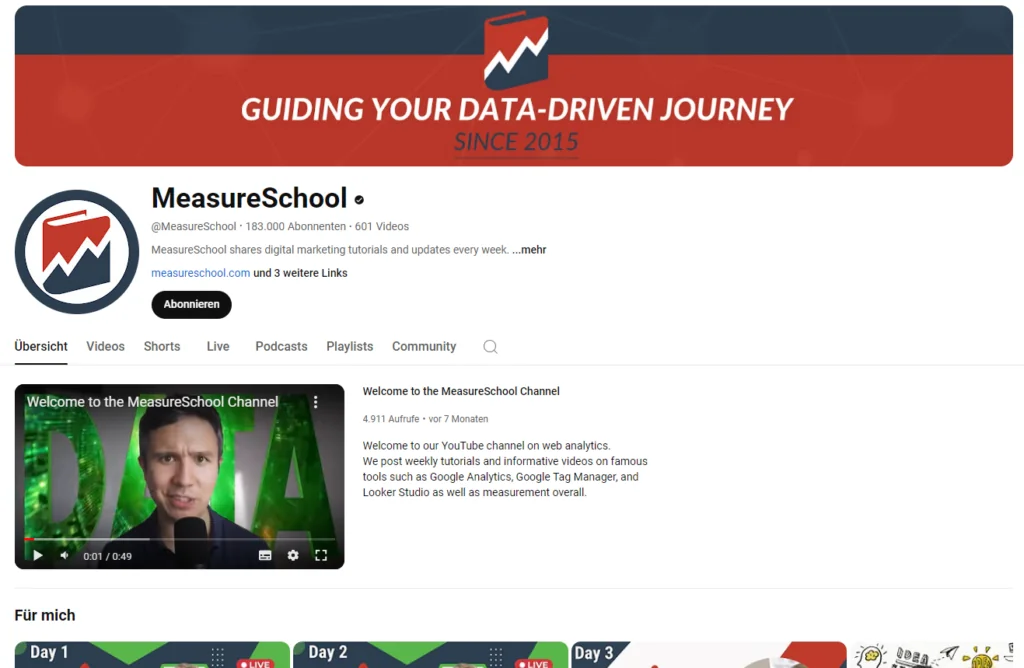 Youtube Kanal von MeasureSchool