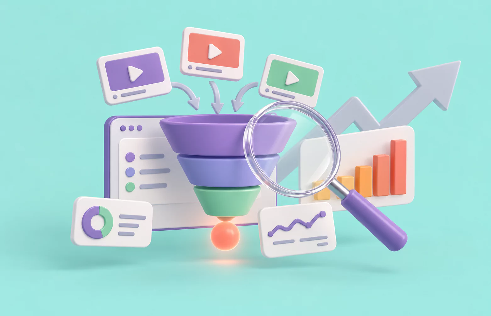 Pastellfarbener Video-Analytics-Trichter